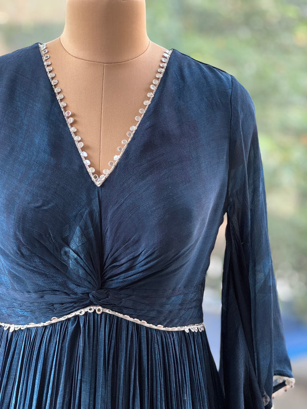 Blue Digital Print Gown