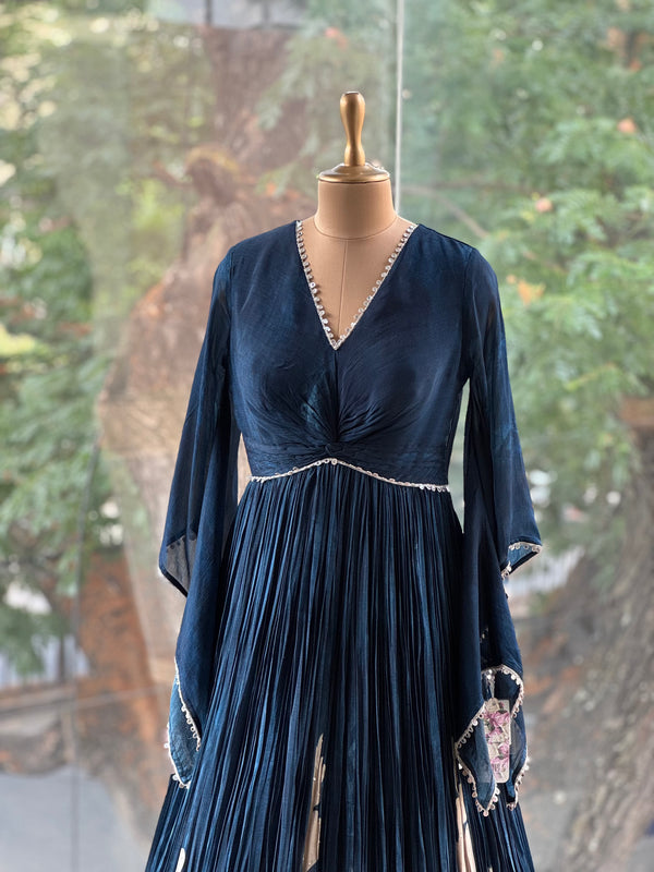 Blue Digital Print Gown