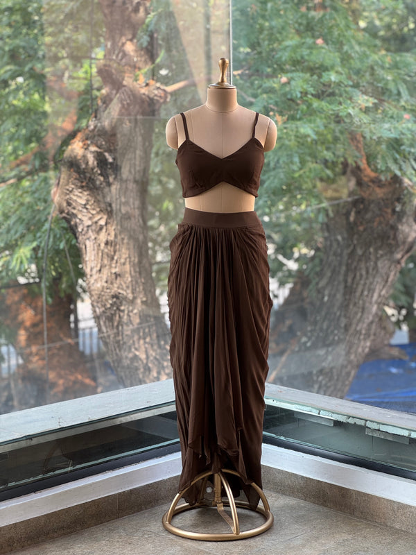 Brown Digital Print Cape Set