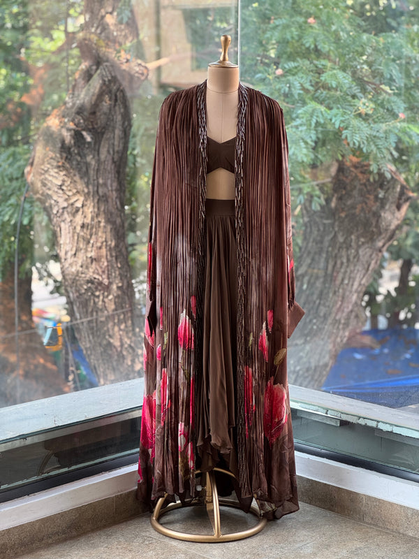 Brown Digital Print Cape Set