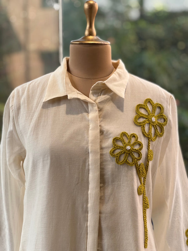 Green Embroidered Mul Tunic