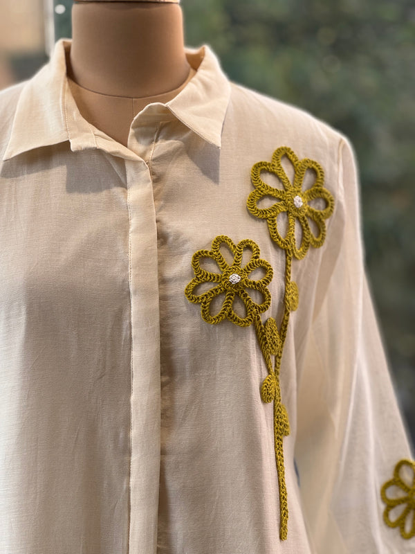 Green Embroidered Mul Tunic