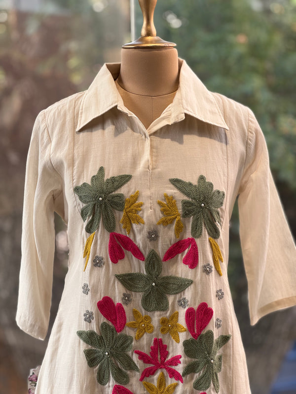 Half White Thread Work Tunic