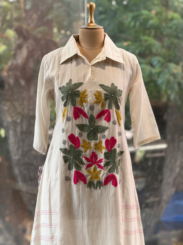Half White Thread Work Tunic
