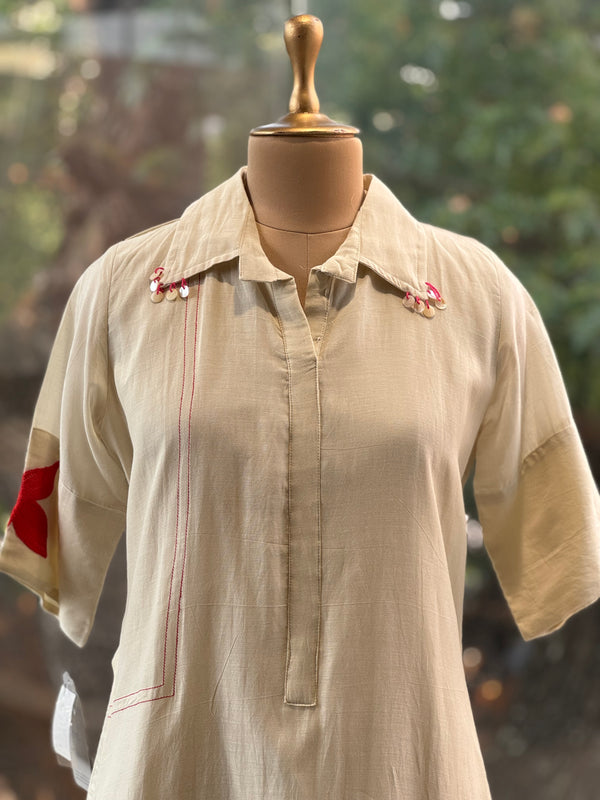 Off White Collared Tunic