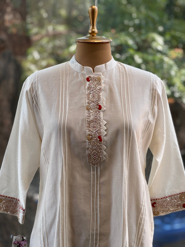 Half White Madhubani Print dupatta set
