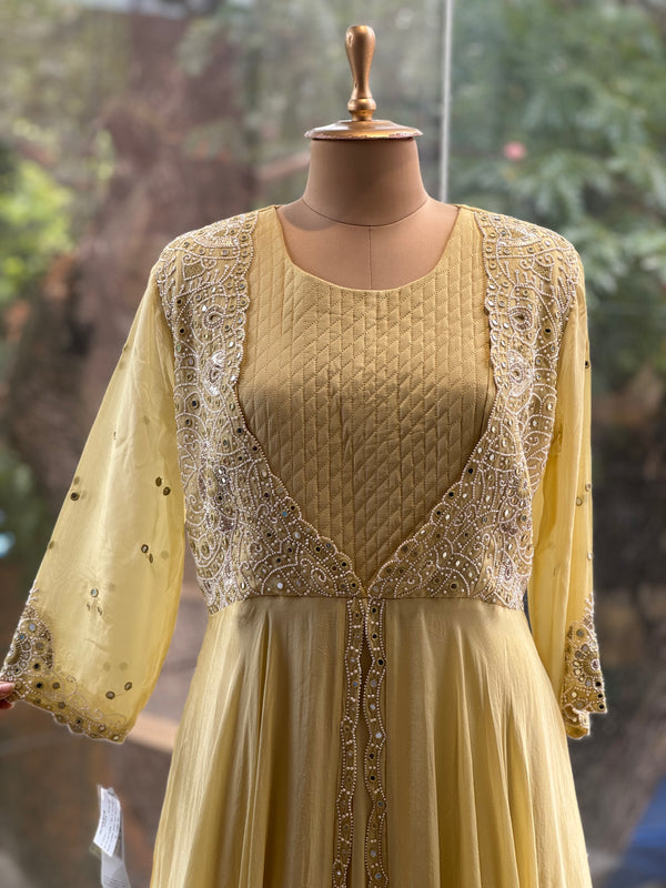 Yellow Intricate Hand Work Gown