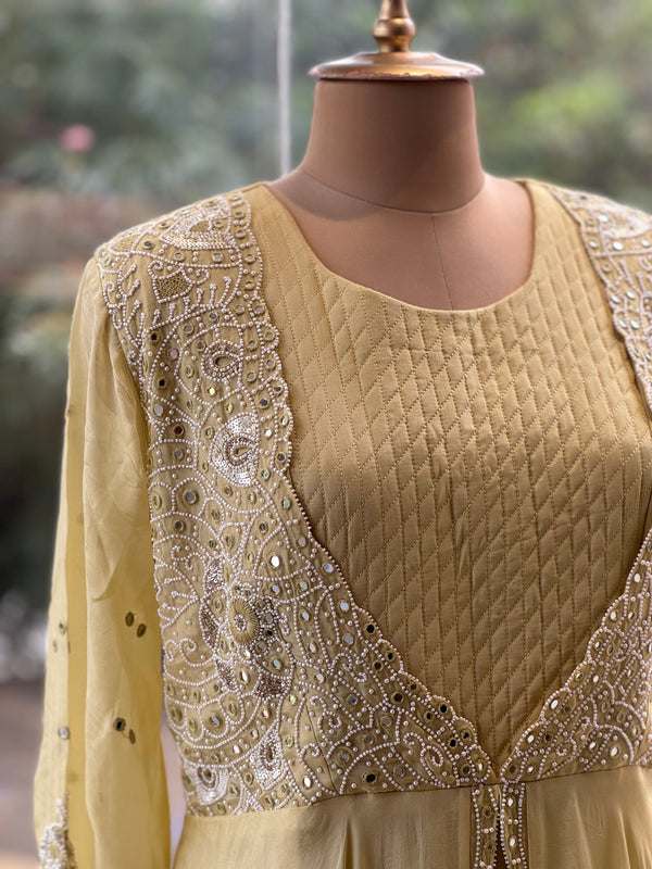 Yellow Intricate Hand Work Gown