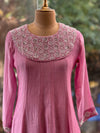 Pink Mul Beads Work Suit