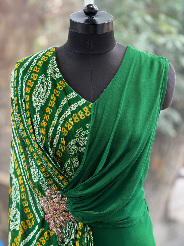 Green Bandhej Gown