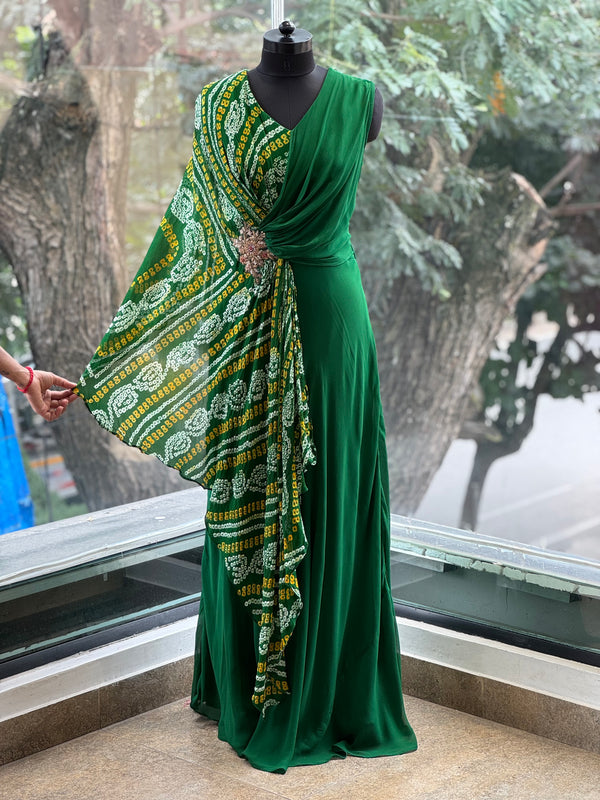 Green Bandhej Gown