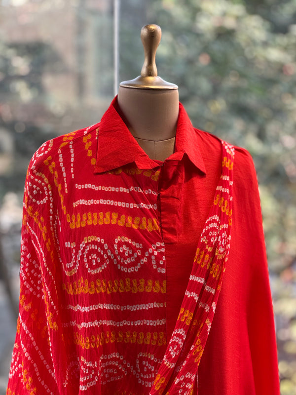 Orange Bandhej Co Ord