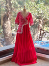 Red Bandhej Gown
