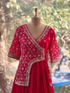 Red Bandhej Gown