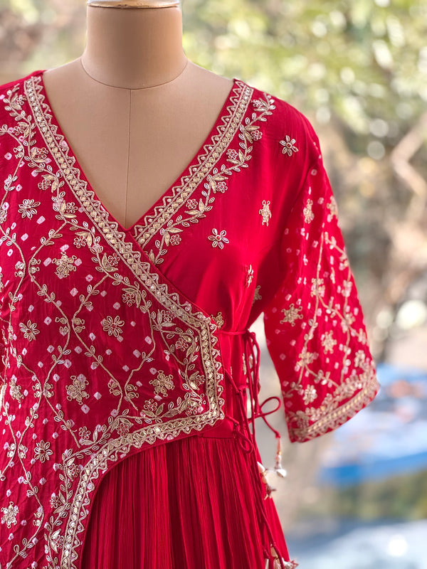 Red Bandhej Gown