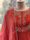 Rust Tissue Lines Palazzo Set