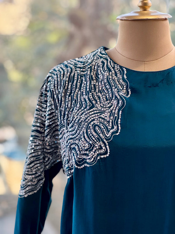 Blue One Side Kaftan Tunic