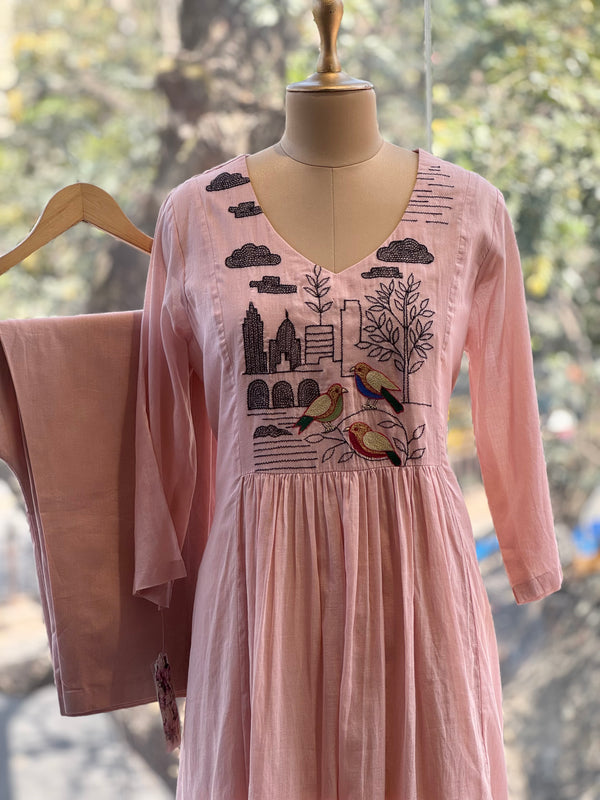 Pink Embroidered Co Ord