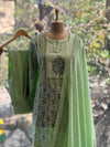 Green Block Printed Dupatta Set