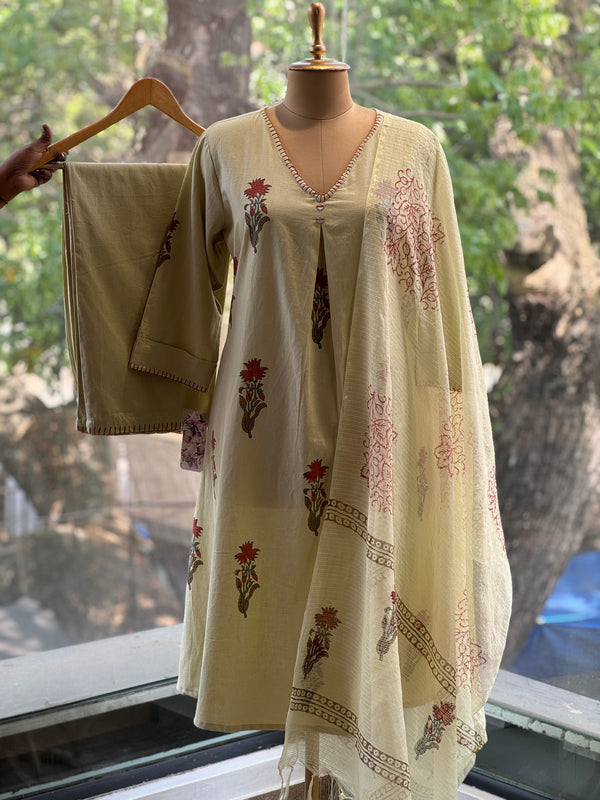 Green Printed Dupatta Set
