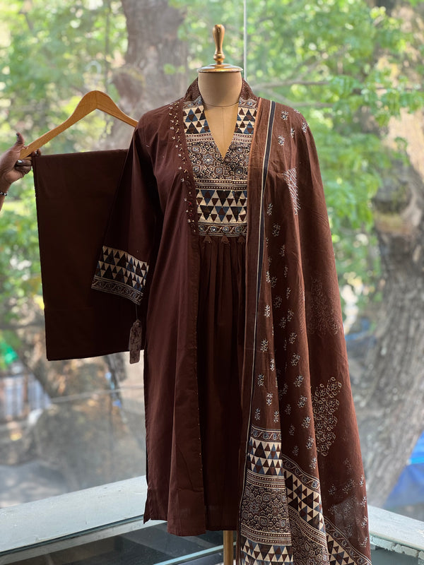 Dark Brown Dupatta Set
