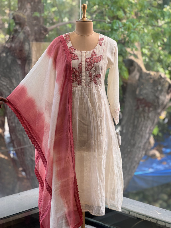 Cream Chanderi Mul Suit