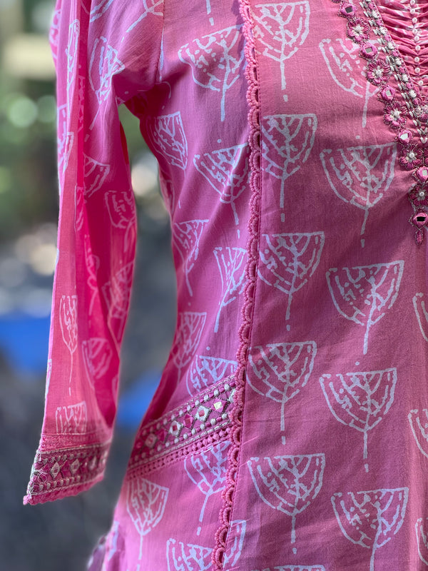 Pink V Neck Suit