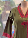 Green Mirror Work Dupatta Set