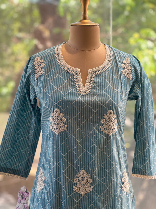Blue Kota Dupatta Set
