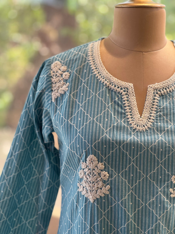 Blue Kota Dupatta Set