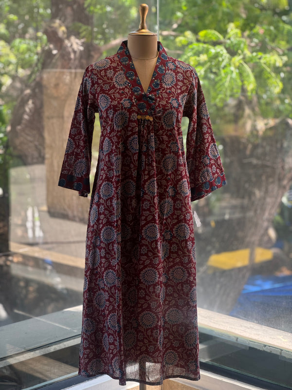 Maroon Kalamkari Dupatta Set