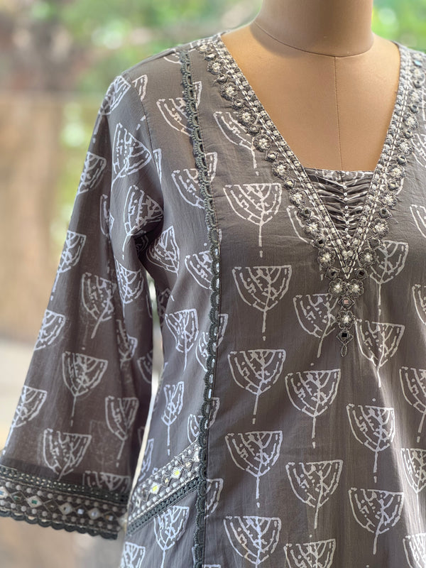 Grey V Neck Suit