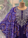 Purple Bandhej Kaftan Style Gown