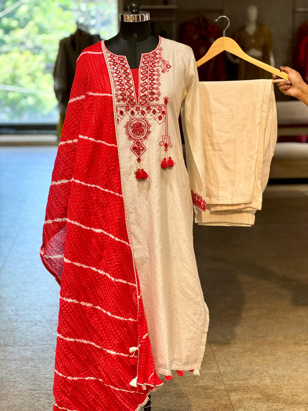 Chanderi silk mirror suit set