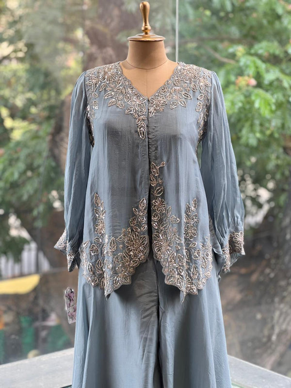 Greyish Blue Palazzo Set