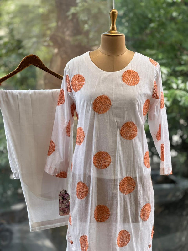 Orange Thread Embroidered Co Ord