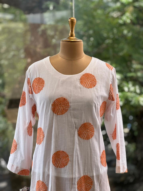 Orange Thread Embroidered Co Ord