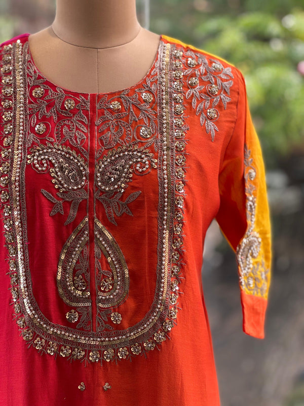 Shaded Intricate Work Dupatta Set