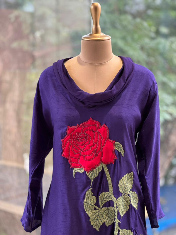 Purple Cowl Neck Co Ord