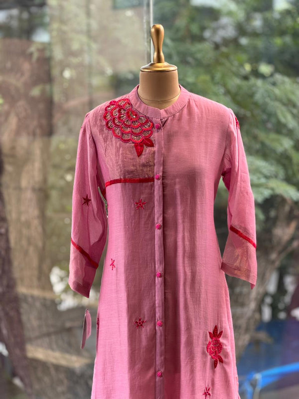 Pinkish Mauve Beads Work Co Ord