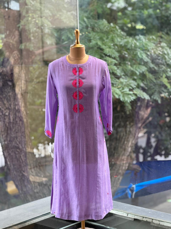 Purple Embroidered Dupatta Set