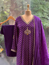 Purple Bandhej Dupatta Set