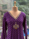 Purple Bandhej Dupatta Set