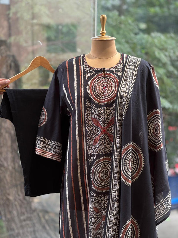 Black Printed Dupatta Set