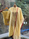 Yellow Banarasi Weaving Dupatta Set