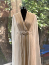 Half White Tail Sleeves Gown