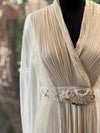Half White Tail Sleeves Gown