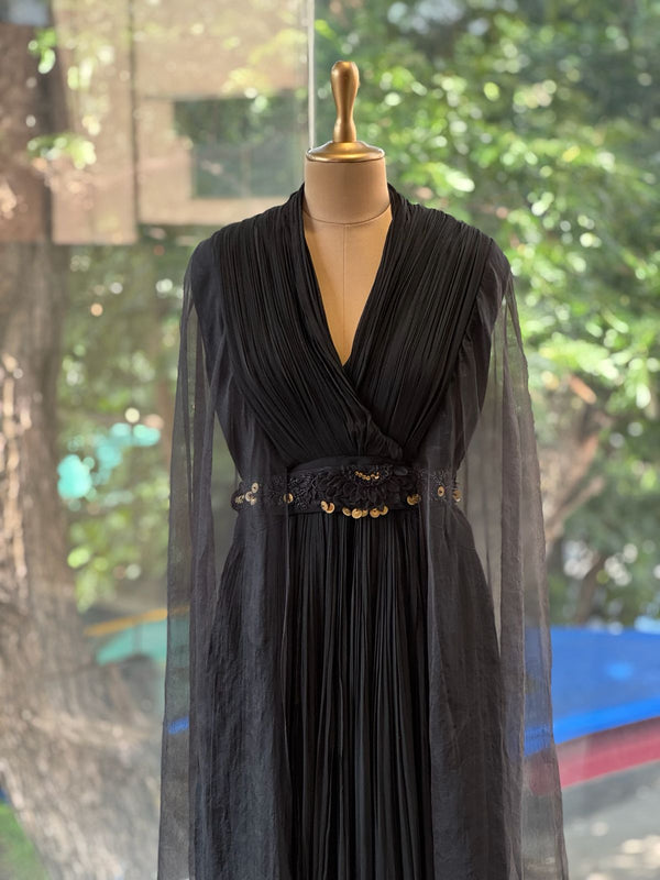 Black Tail Sleeves Gown
