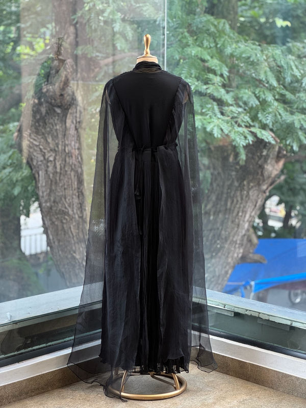 Black Tail Sleeves Gown
