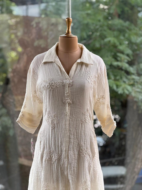 Half White Crush Tunic
